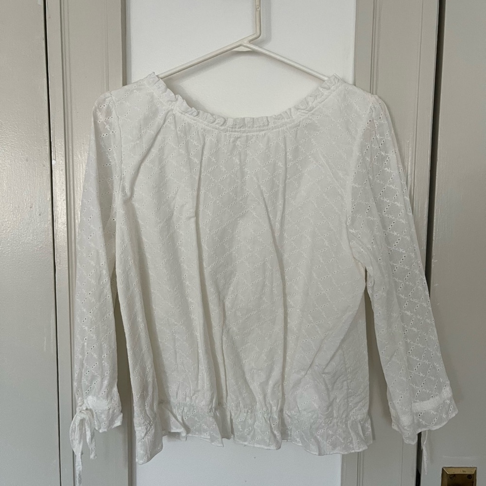 Neuflora white button up blouse size large - Picture 3 of 3